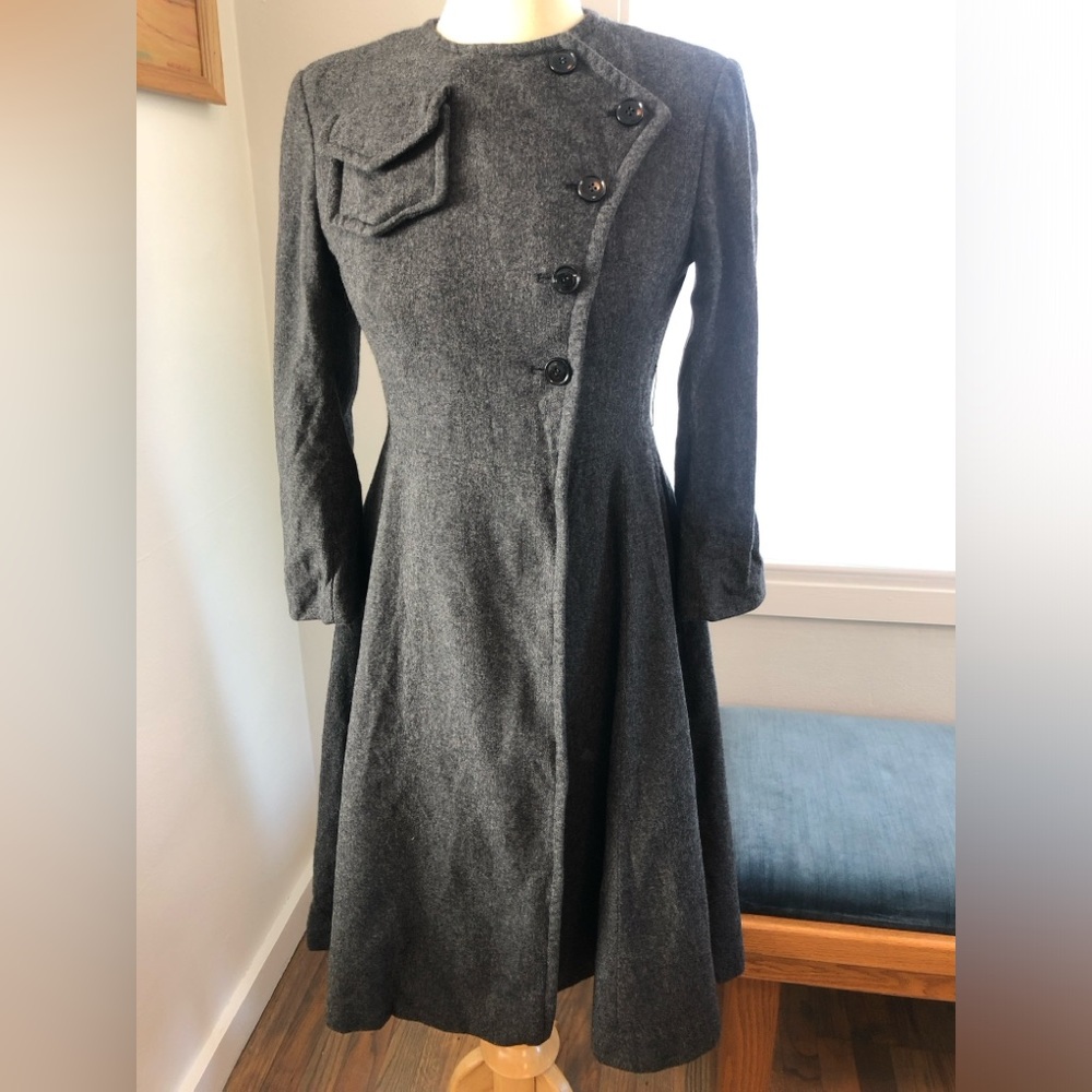 Vintage Petite Sz 10 Elegant Gray Wool Dress Jacket